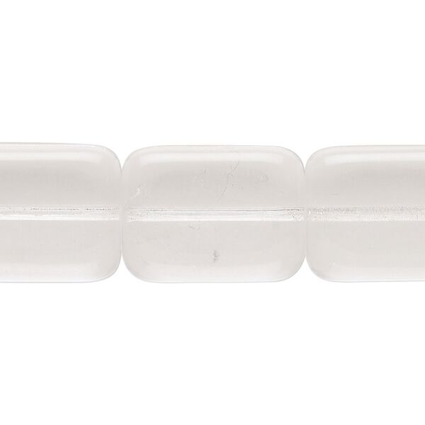 Bead, Czech glass, clear, 19x14mm flat rectangle. Sold per 7-inch strand, approximately 9 beads. image number 0