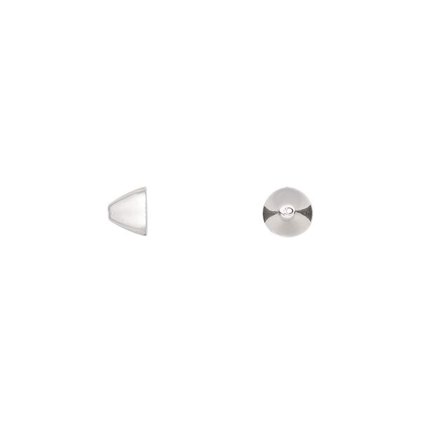 Bead cap, sterling silver, 5x4mm cone, fits 4-6mm bead. Sold per pkg of 6. image number 0