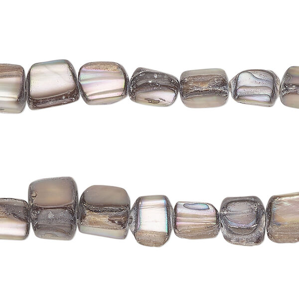 Bead, mother-of-pearl shell (dyed), silver, small to medium chip, Mohs hardness 3-1/2. Sold per pkg of (2) 15-inch strands. image number 0