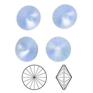 Chaton 4pk light sapphire frost foil back, Crystal Passions® 12mm rivoli 1122