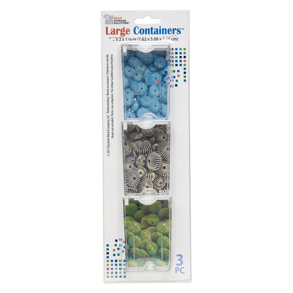 Organizer, Large Containers™, Bead Storage Solutions™, plastic, clear and opaque off-white, 3 x 2 x 1-1/8 inches. Sold per 3-piece set. image number 2