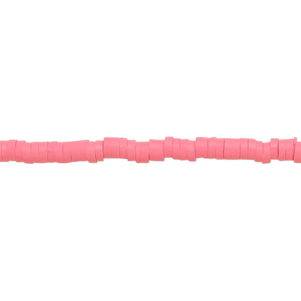 Bead, polymer clay, opaque bright pink, 3x1mm heishi. Sold per pkg of (2) 15-1/2" to 16" strands. image number 0