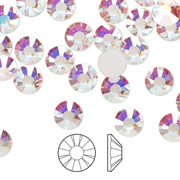 Flat back 12pk crystal AB foil back, Preciosa MAXIMA Czech crystal rhinestone 7.07-7.27mm chaton rose round SS34 image number 0