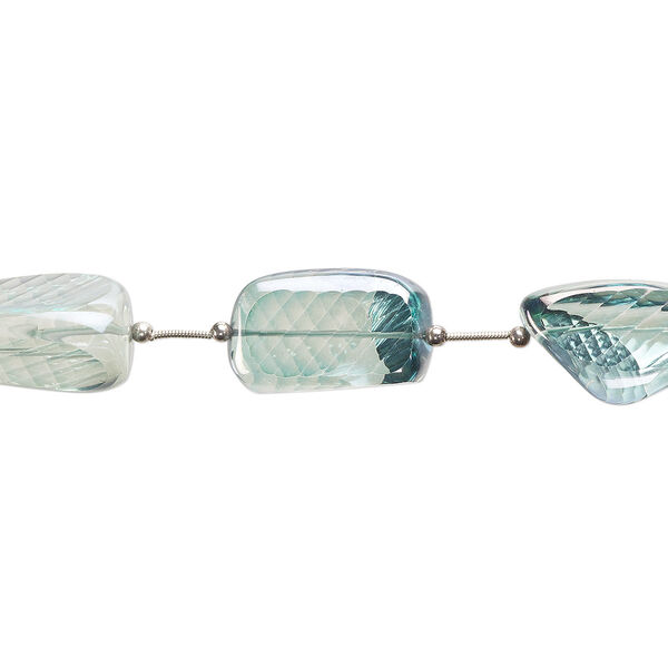 Quartz crystal 1pkg5, hand-cut step-cut faceted nugget bead 18x17mm-31x27mm image number 0