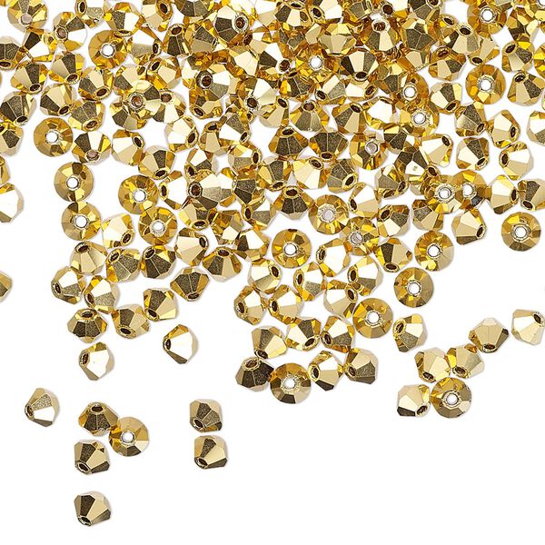 Bead 144pk crystal aurum 2X, Preciosa Czech crystal 3mm bicone image number 0