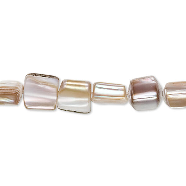 Bead, mother-of-pearl shell (natural), 7x6mm triangular rectangle, Mohs hardness 3-1/2. Sold per 15-1/2" to 16" strand. image number 0
