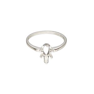 Ring, Sure-Set™, sterling silver, 8x5mm 6-prong pear basket setting, size 6.5. Sold individually.