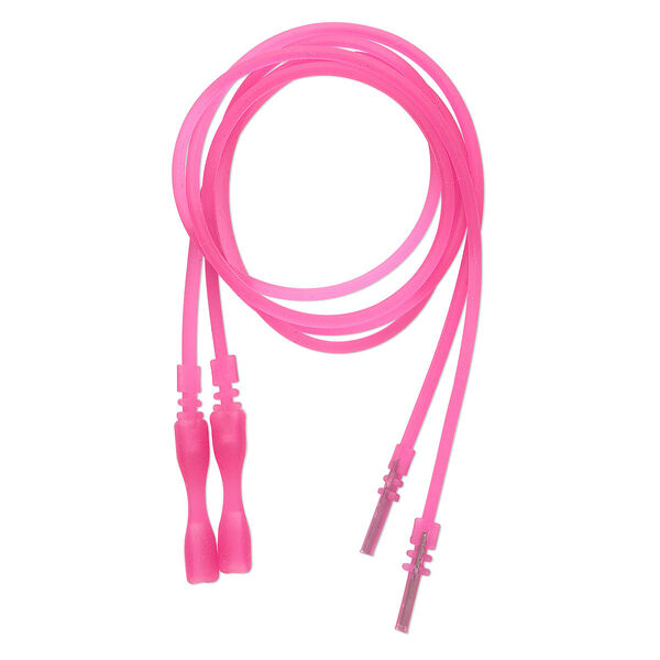 Necklace cord, silicone, translucent hot pink, 2-2.2mm wide, 16 inches with snap closure. Sold per pkg of 4. image number 0