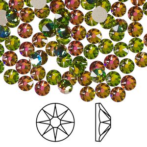 Flat back 144pk crystal vitrail medium foil back, Crystal Passions® 4.6-4.8mm rose round SS20 2088