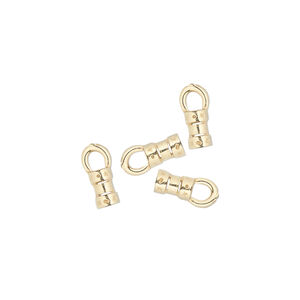 Crimp end 1pkg4 gold-plated pewter, 5x3mm tube / loop / 1.7mm inside diameter, JBB Findings