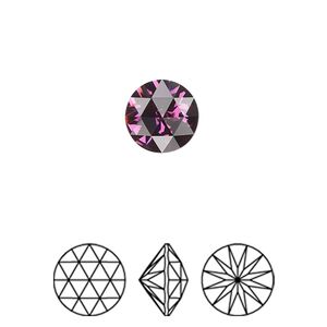 Round stone 2pk amethyst foil back, Crystal Passions® 10mm rose cut round 1401