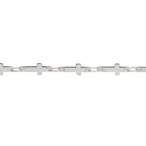 Chain, silver-plated brass, 4mm cross. Sold per pkg of 5 feet.