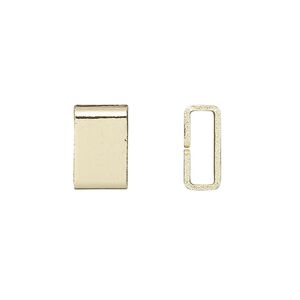 Crimp, gold-finished brass, 6x4mm flat rectangle, 5x1.5mm inside diameter. Sold per pkg of 20.