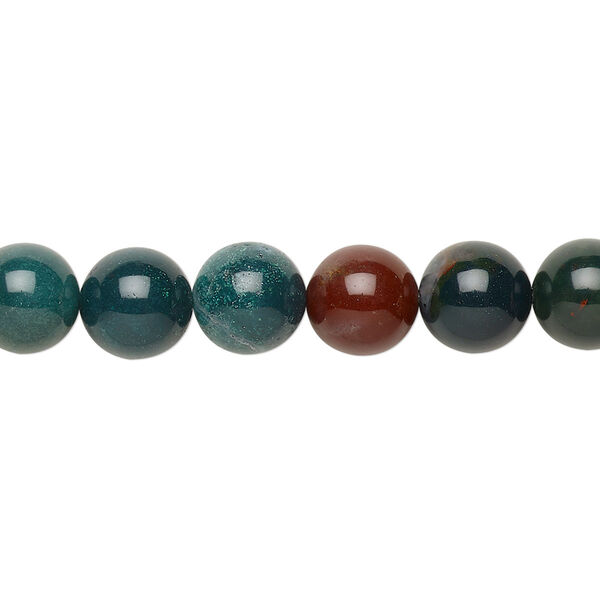 Bead, Indian bloodstone (natural), 8mm round, B grade, Mohs hardness 6-1/2 to 7. Sold per 15-1/2" to 16" strand. image number 0