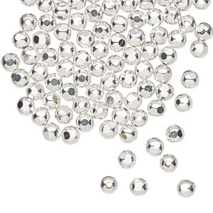 Bead, sterling silver, 4mm hexagon. Sold per pkg of 100.