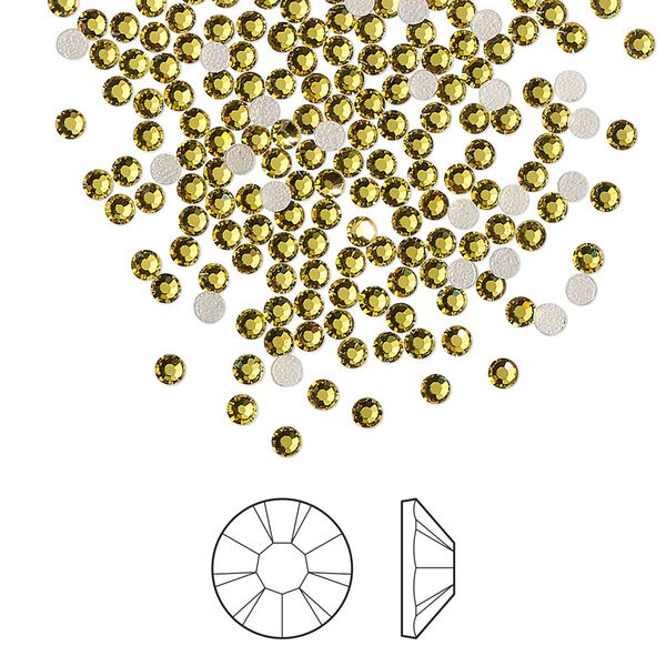 Flat back 144pk acid yellow foil back, Preciosa MAXIMA Czech crystal hotfix rhinestone 1.9-2.1mm chaton rose round SS6 image number 0