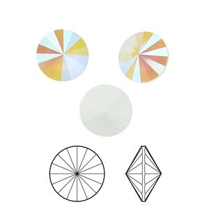 Chaton 2pk crystal powder green AB, Crystal Passions® 12mm rivoli 1122