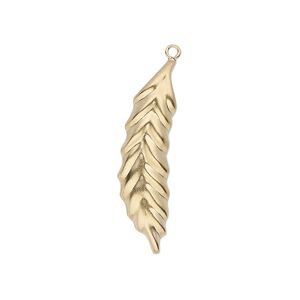 Charm, 14Kt gold-filled, 29x11mm single-sided leaf. Sold individually.
