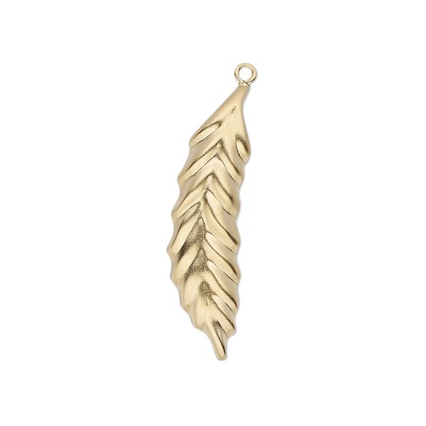 Charm, 14Kt gold-filled, 29x11mm single-sided leaf. Sold individually. image number 0