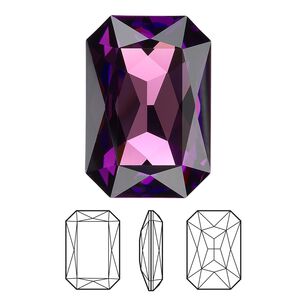 Fancy stone 1pk amethyst foil back, Crystal Passions® 27x18.5mm emerald cut 4627