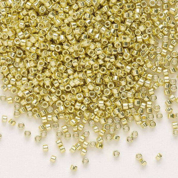 Seed bead, Delica®, glass, pkg/250g, #11 round, opaque galvanized yellow (DB-0412). image number 0