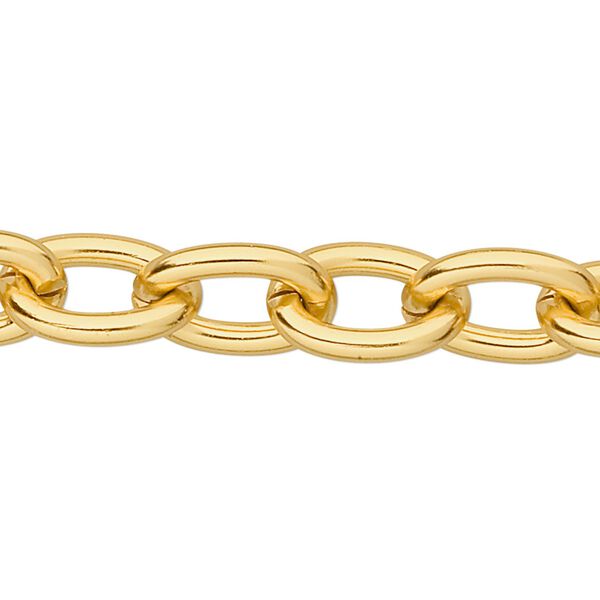 Chain 1pkg1 cable, 11mm, aluminum / anodized gold 5 foot unfinished image number 0