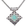 Necklace, magnesite (dyed / stabilized) / antique silver-plated brass / steel / "pewter" (zinc-based alloy), turquoise blue, 50x50mm diamond, 16 inches with 2-inch extender chain and lobster claw clasp. Sold individually. image number 0