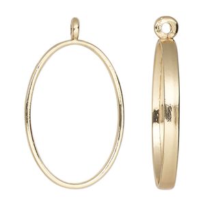 Focal, gold-finished "pewter" (zinc-based alloy), 32x22mm open oval. Sold per pkg of 2.