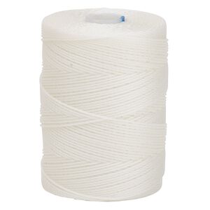 Thread, C-Lon®, nylon, white, 0.4mm diameter. Sold per 136-yard spool.