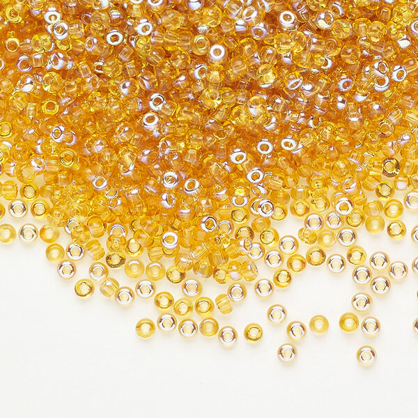 Seed bead glass 1pkg1 #11 round, translucent amber AB image number 0
