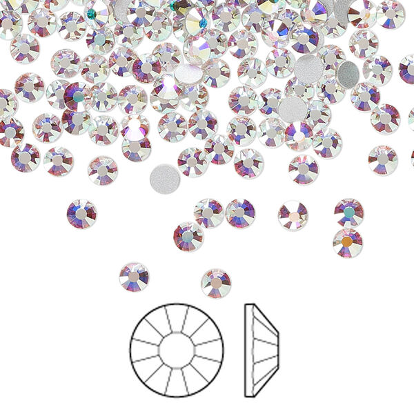 Flat back 1440pk crystal AB foil back, Preciosa Viva 12® Czech crystal rhinestone 3-3.2mm chaton rose round SS12 image number 0