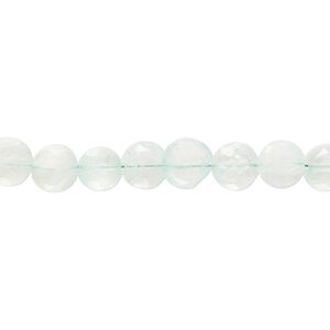 Aquamarine 1pkg1, hand-cut faceted flat round bead 8 inch 6-7mm