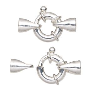 Springring 1pkg1 sterling silver, 27x14.5mm / fits 4.5mm cord, clasp 1-strand