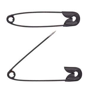 Safety pin, black-finished steel, 1-3/4 inch. Sold per pkg of 25.
