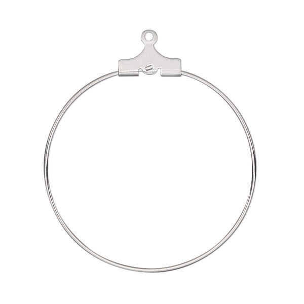 Beading hoop, stainless steel, 30mm round with loop. Sold per pkg of 10. image number 0