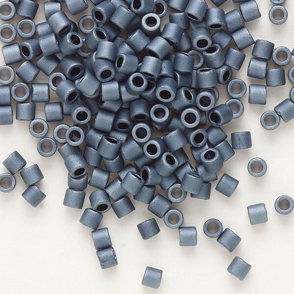 Seed bead, Delica®, glass, pkg/50g, #8 round, opaque matte luster gunmetal (DBL-0301). image number 0