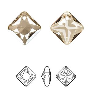 Drop 1pk crystal golden shadow, Crystal Passions® 16mm pendant princess cut 6431
