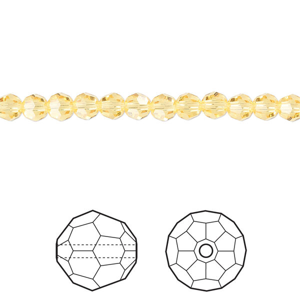 Bead 720pk light topaz, Swarovski® 4mm round 5000 image number 0
