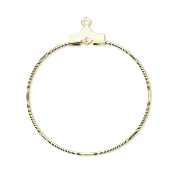 Beading hoop, gold-plated brass, 30mm round with loop. Sold per pkg of 10. image number 0