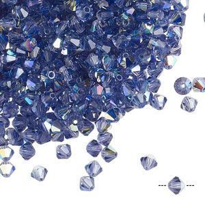 Bead 720pk tanzanite AB, Preciosa Czech crystal 4mm bicone