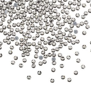Flat back, Dance With Me™ crystal hotfix rhinestone, black diamond, foil back, 1.9-2.1mm rose, SS6. Sold per pkg of 144 (1 gross).