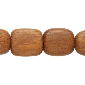 Bead, bayong wood (waxed), 16mm flat square. Sold per 15-1/2" to 16" strand.