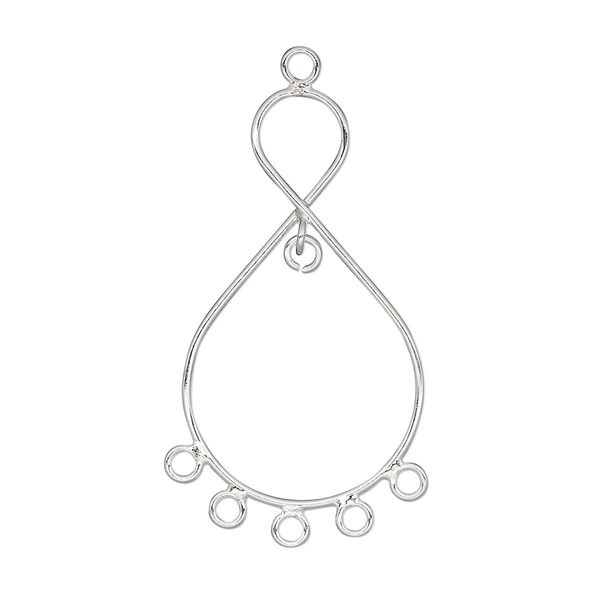 Drop, sterling silver, 29x17mm infinity with 6 loops. Sold per pkg of 2. image number 0