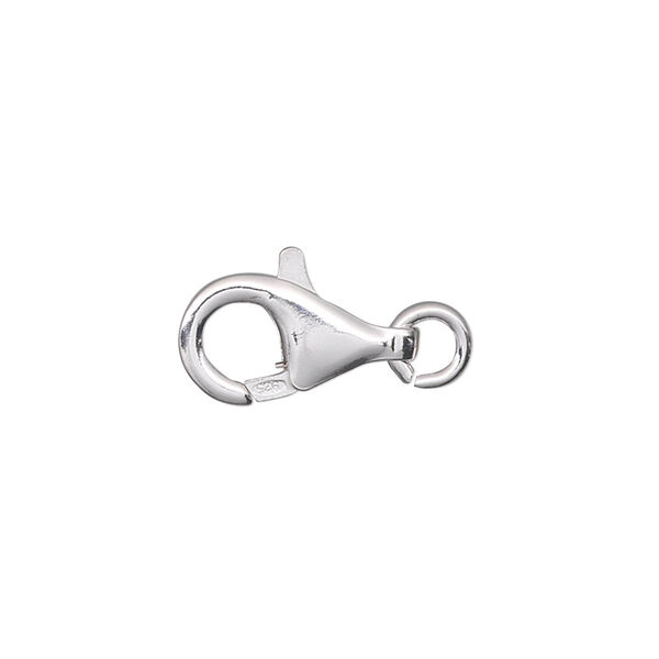 Clasp, lobster claw, sterling silver and steel, 14.5x8.5mm with jump ring. Sold individually. image number 0