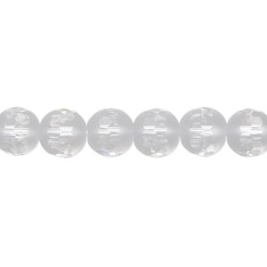 Quartz crystal 1pkg1, partially matte partially faceted round bead natural 8 inch 8mm