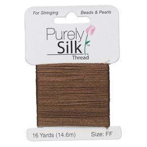 Thread, Purely Silk™, chestnut, size FF. Sold per 16-yard card.