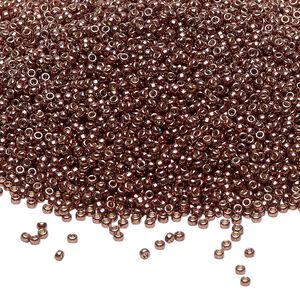 Seed bead, Miyuki, glass, pkg/35g, #15 rocaille, Duracoat® opaque galvanized bronze, (RR-4213).