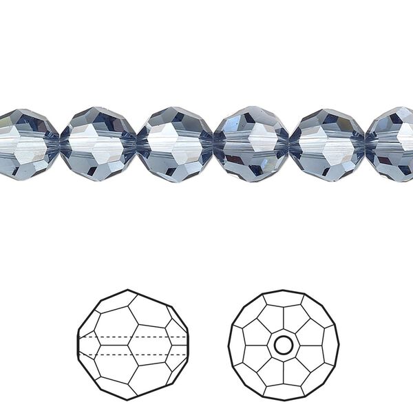 Bead 288pk denim blue, Swarovski® 8mm round 5000 image number 0