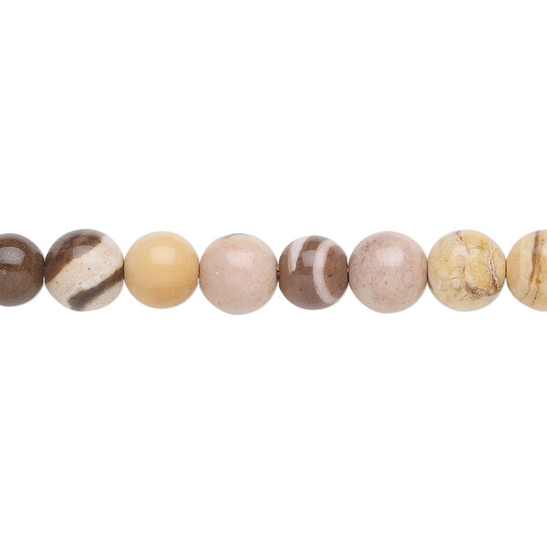 Bead, bronze zebra jasper (natural), 6mm round, B grade, Mohs hardness 6-1/2 to 7. Sold per 15-1/2" to 16" strand. image number 0