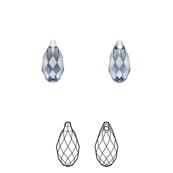 Briolette 2pk denim blue, Crystal Passions® 11x5.5mm pendant drop 6010 image number 0